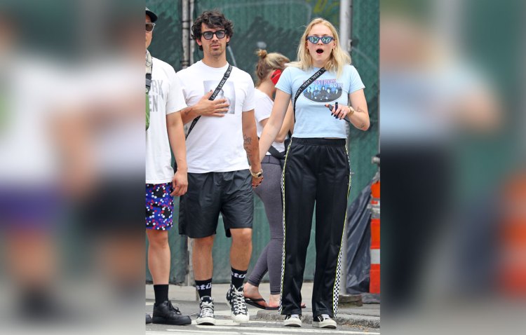 Actress Sophie Turner is seen walkng in soho on August 2, 2018 in